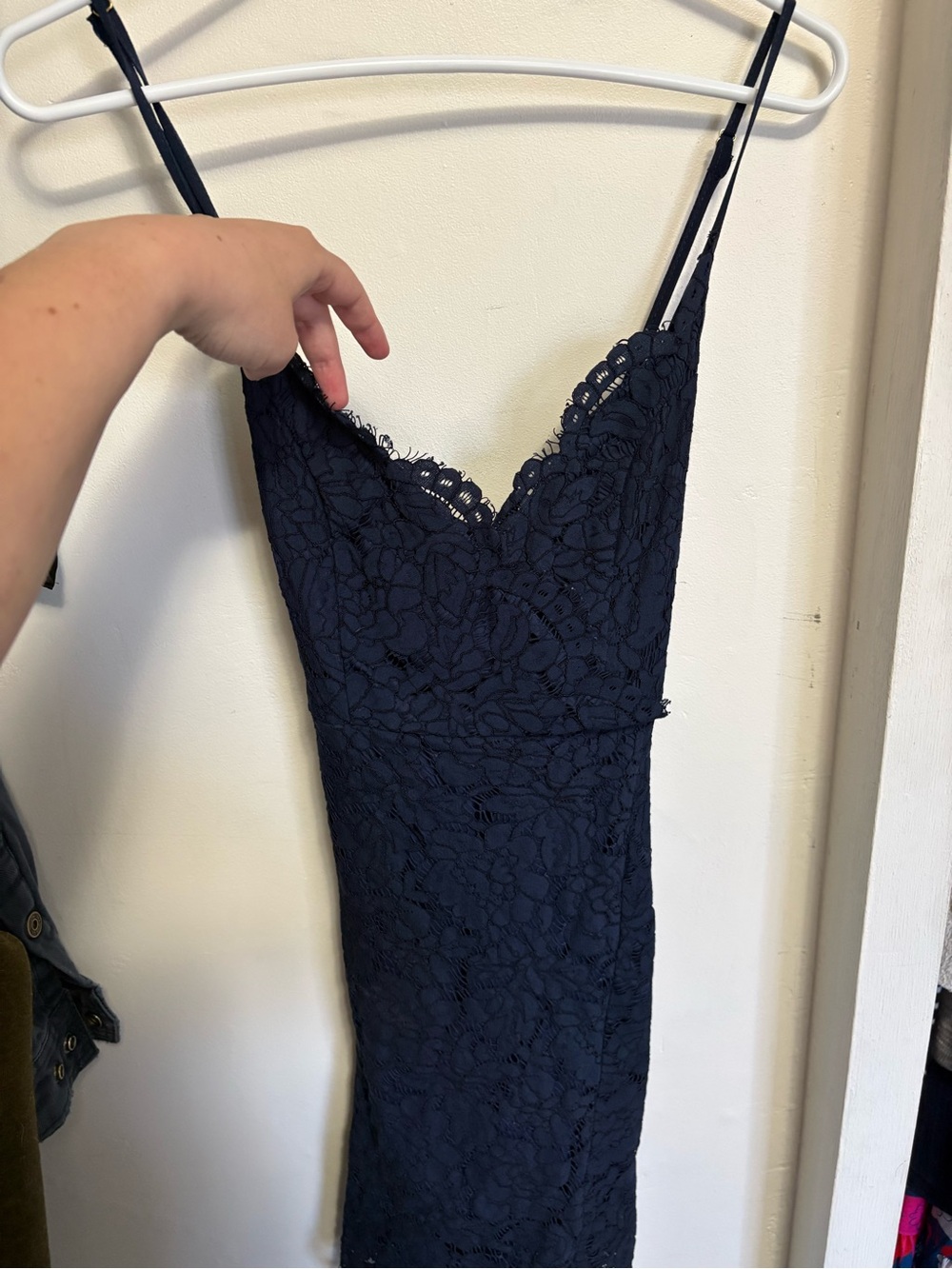 Lulu's Navy Blue Dress with Gold Buckle Detail